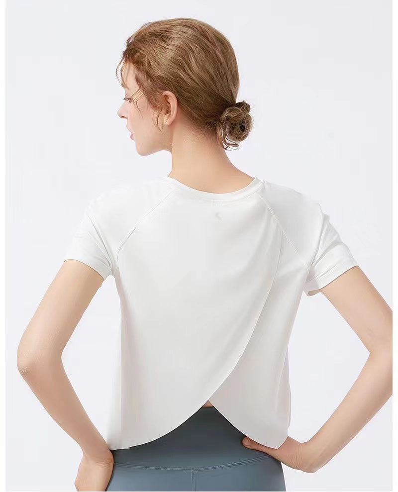 Split back short sleeves T-shirt